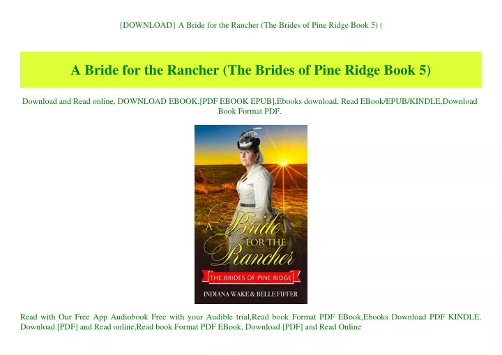 download a bride for the rancher the brides