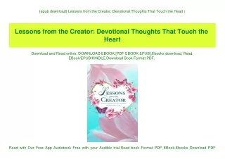{epub download} Lessons from the Creator Devotional Thoughts That Touch the Heart (E.B.O.O.K. DOWNLOAD^