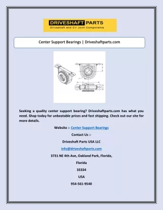 Center Support Bearings | Driveshaftparts.com