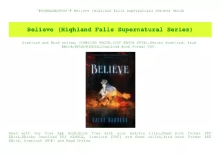 ^#DOWNLOAD@PDF^# Believe (Highland Falls Supernatural Series) ebook