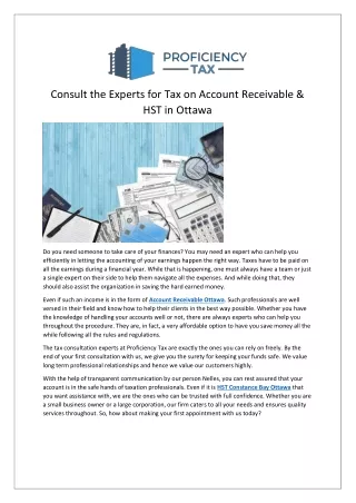 Consult the Experts for Tax on Account Receivable & HST in Ottawa
