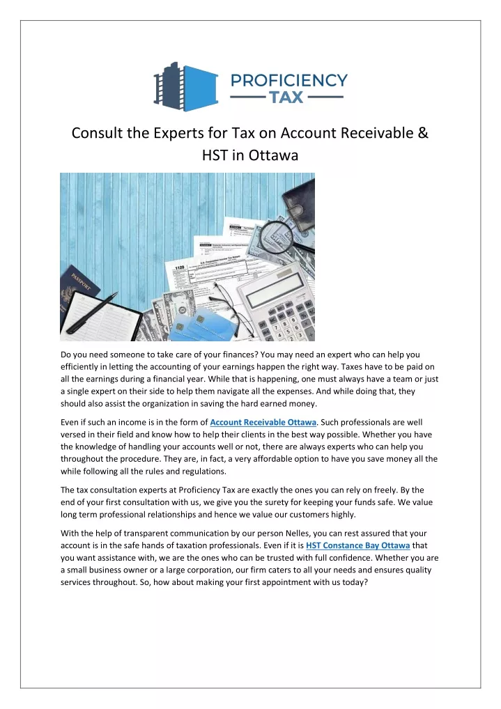 consult the experts for tax on account receivable