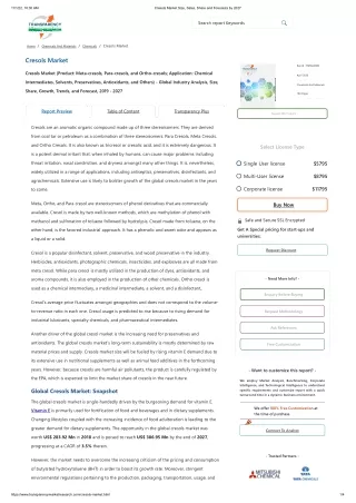 Cresols Market Size, Sales, Share and Forecasts by 2027