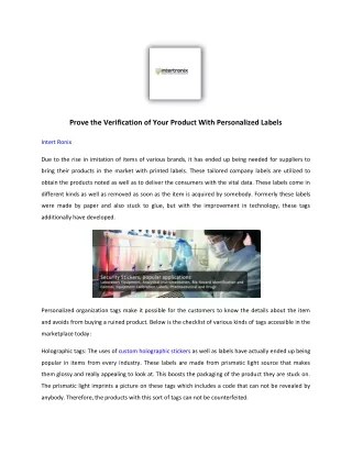 prove the verification of your product with