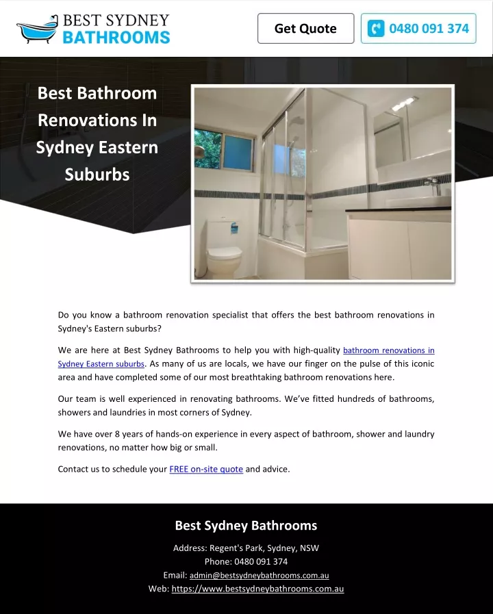 PPT - Best Bathroom Renovations In Sydney Eastern Suburbs PowerPoint ...