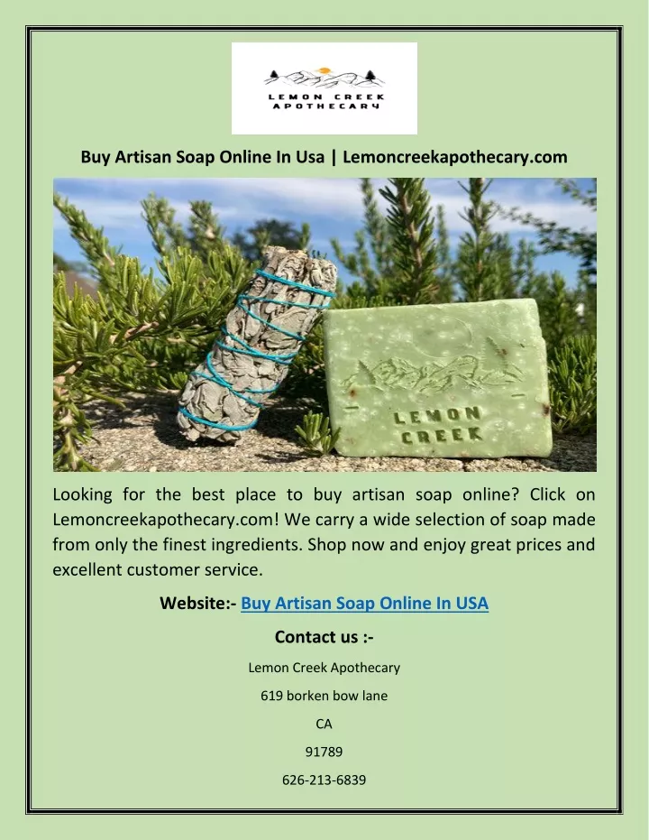 buy artisan soap online