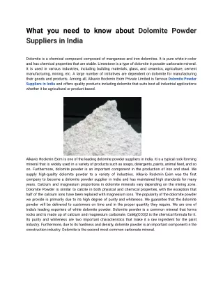What you need to know about Dolomite Powder Suppliers in India