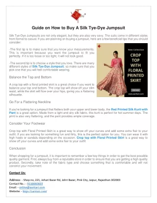 Guide on How to Buy A Silk Tye-Dye Jumpsuit