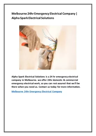 Melbourne 24hr Emergency Electrical Company