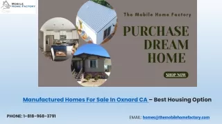 Manufactured Homes For Sale In Oxnard CA- Contact Today