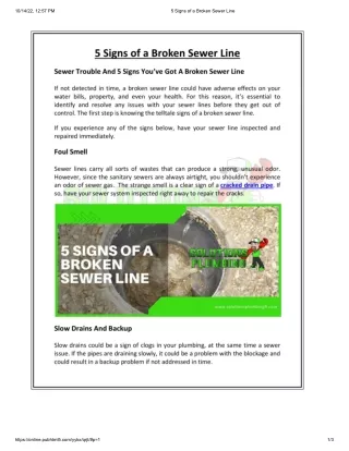 5 Signs of a Broken Sewer Line