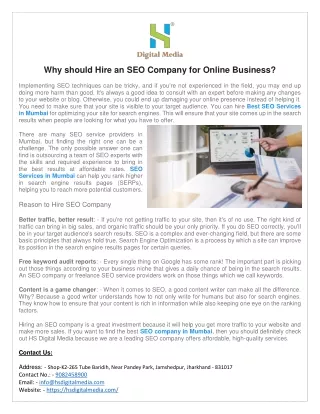 Why should Hire an SEO Company for Online Business