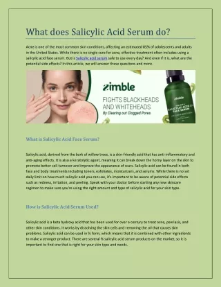 what does salicylic acid serum do