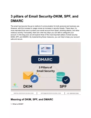 3 pillars of Email Security-DKIM, SPF, and DMARC