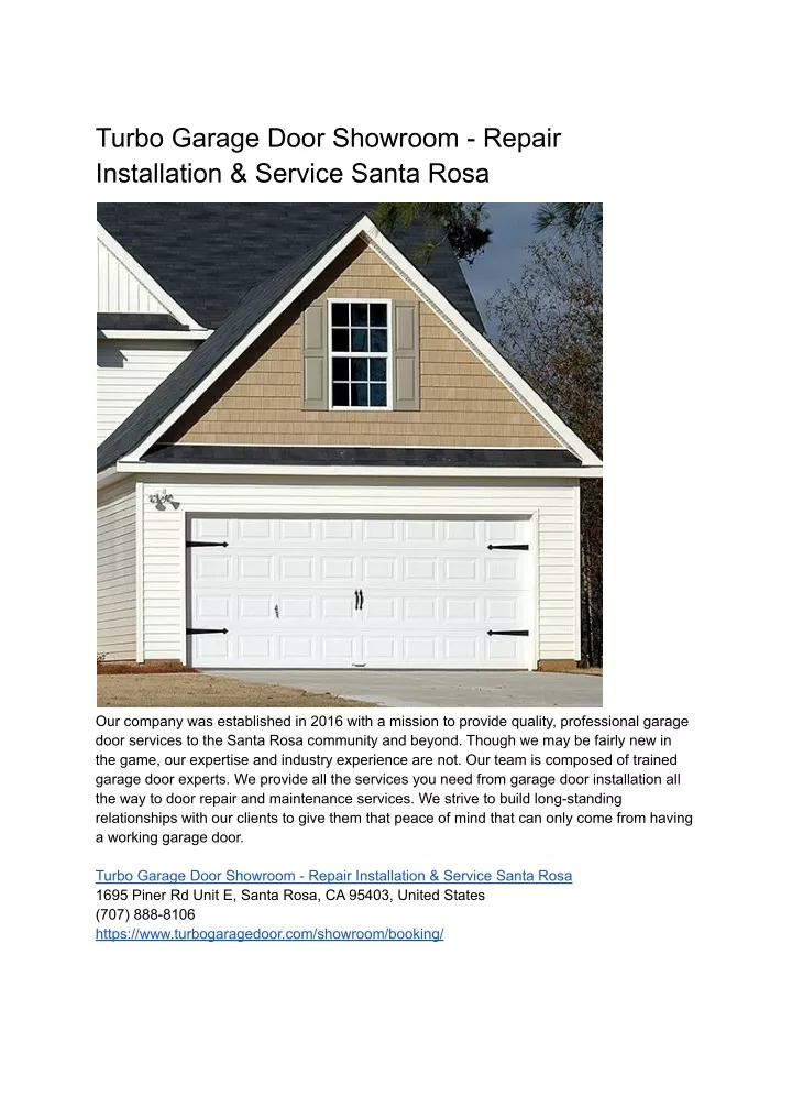 turbo garage door showroom repair installation