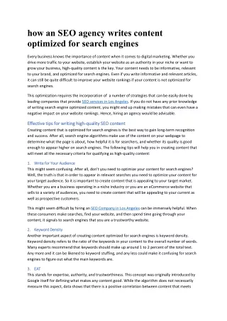 how an seo agency writes content optimized