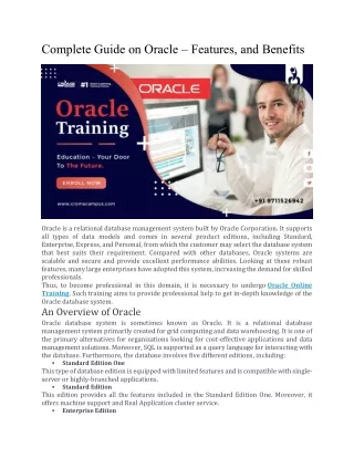 complete guide on oracle features and benefits