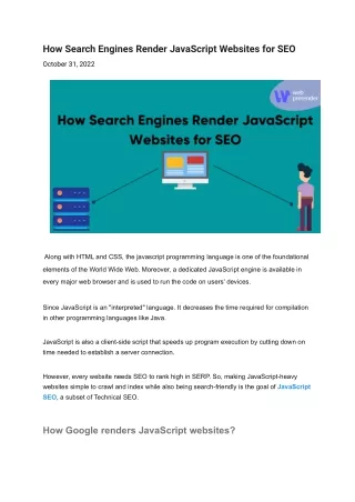 How Search Engines Render JavaScript Websites for SEO