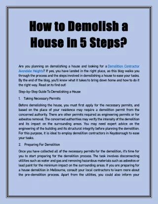 How to Demolish a House in 5 Steps