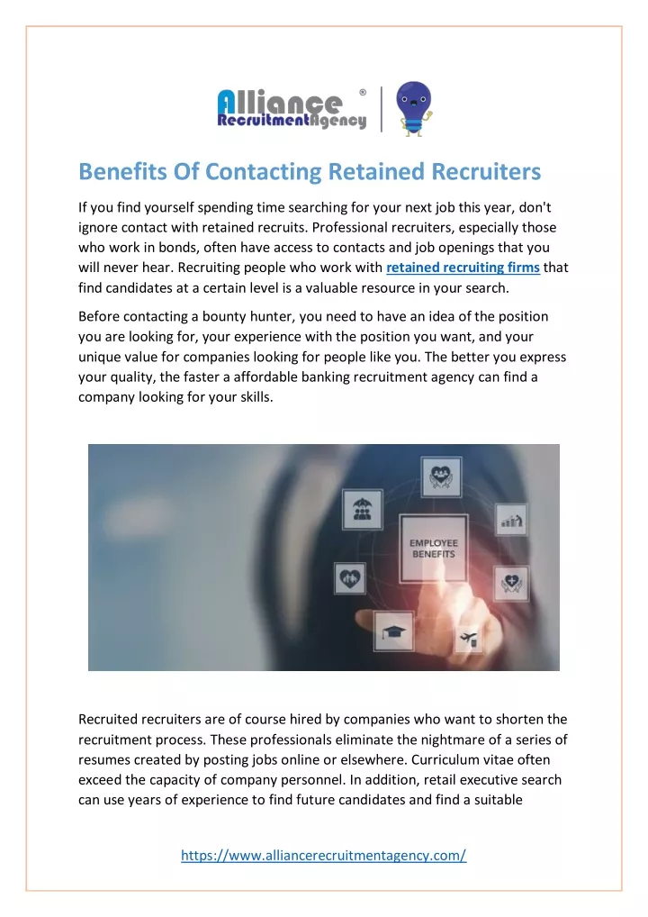 benefits of contacting retained recruiters