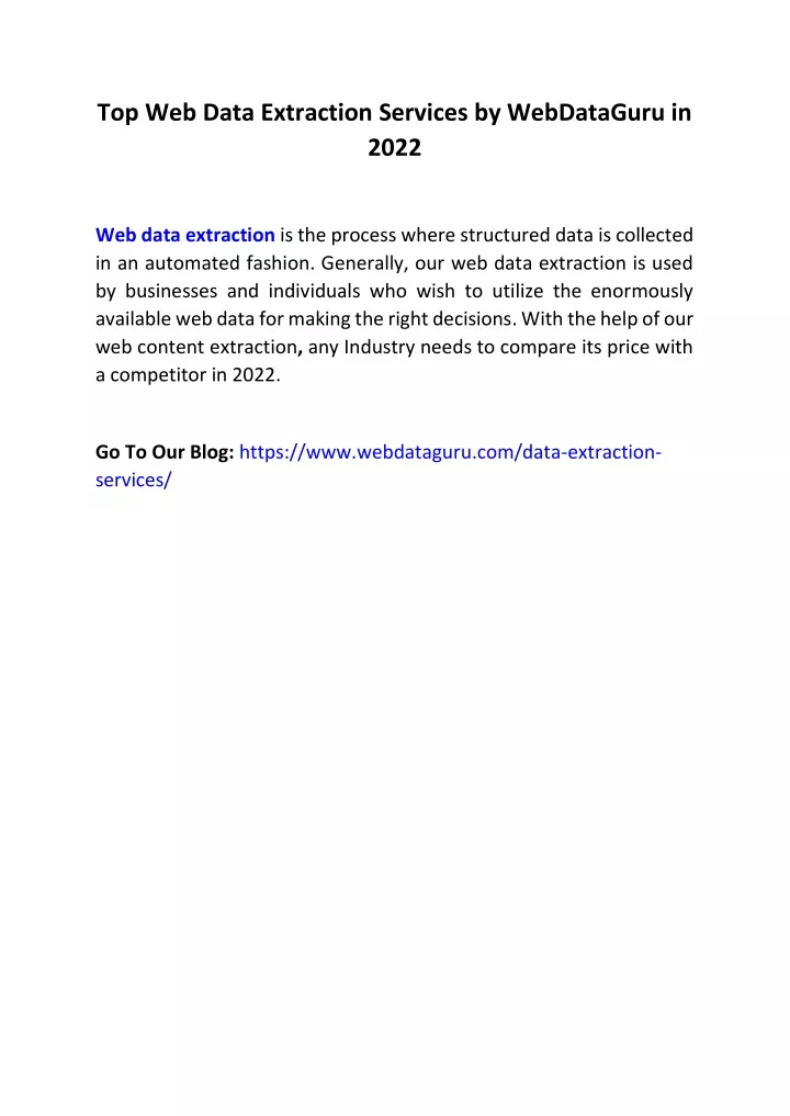 top web data extraction services by webdataguru