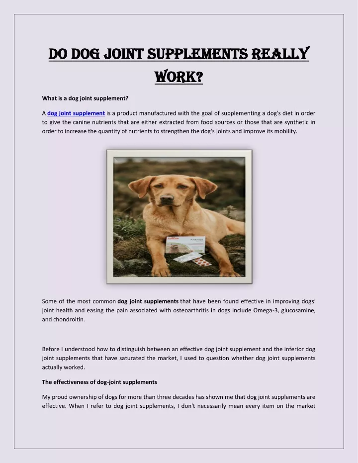do dog joint supplements really do dog joint