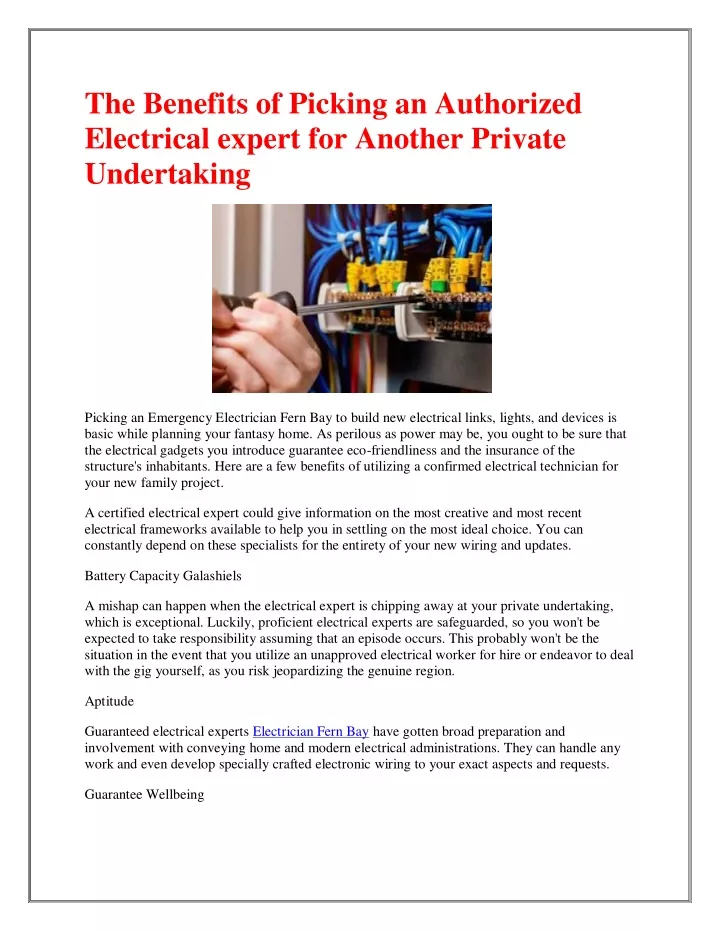 the benefits of picking an authorized electrical