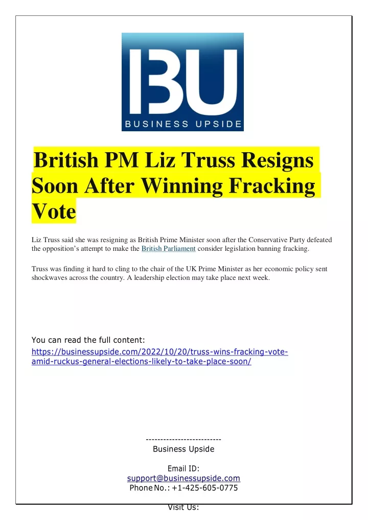 british pm liz truss resigns soon after winning