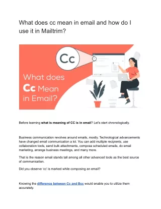 What does cc mean in email and how do I use it in Mailtrim?