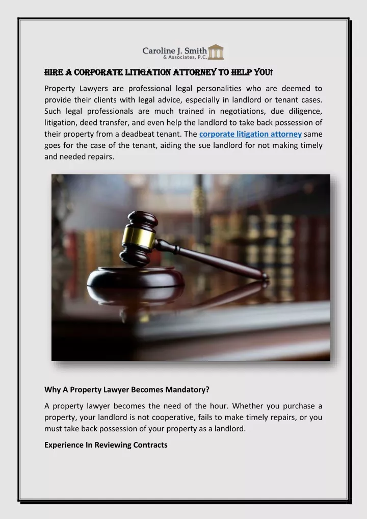 hire a corporate litigation attorney to help