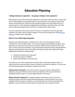 education planning