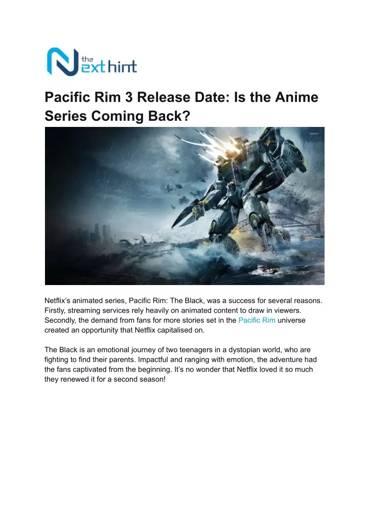 pacific rim 3 release date is the anime series