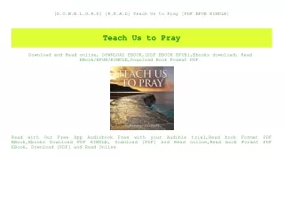 [D.O.W.N.L.O.A.D] [R.E.A.D] Teach Us to Pray [PDF EPUB KINDLE]
