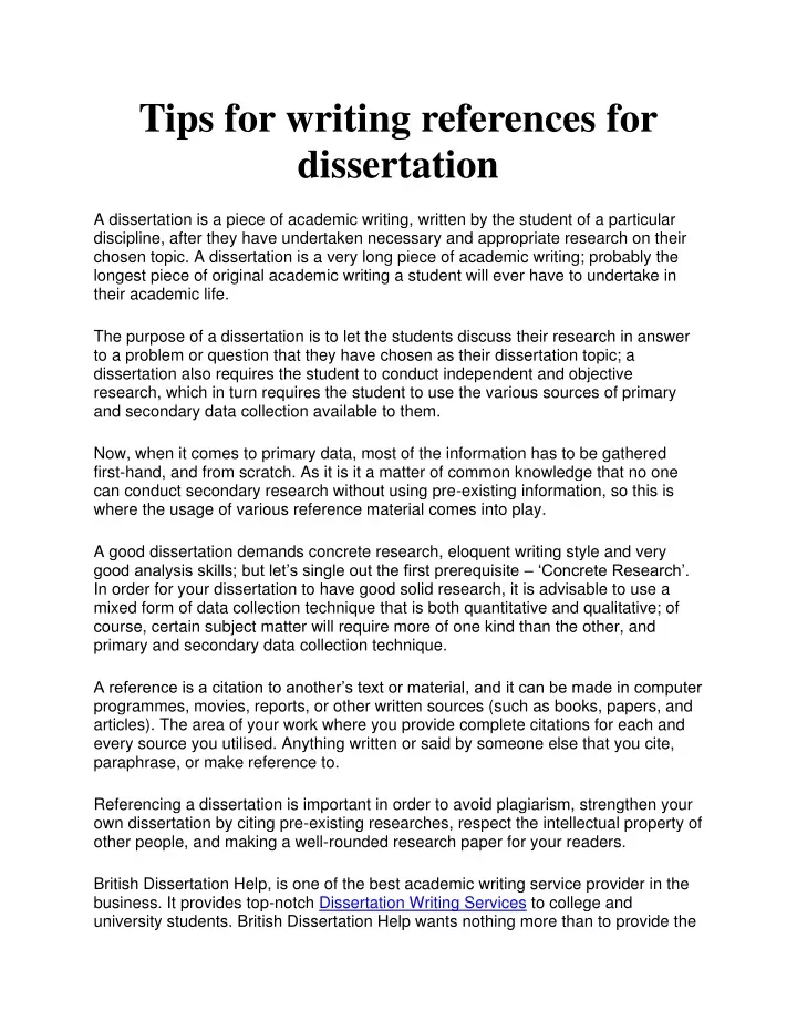 tips for writing references for dissertation