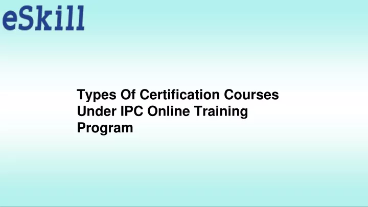 types of certification courses under ipc online
