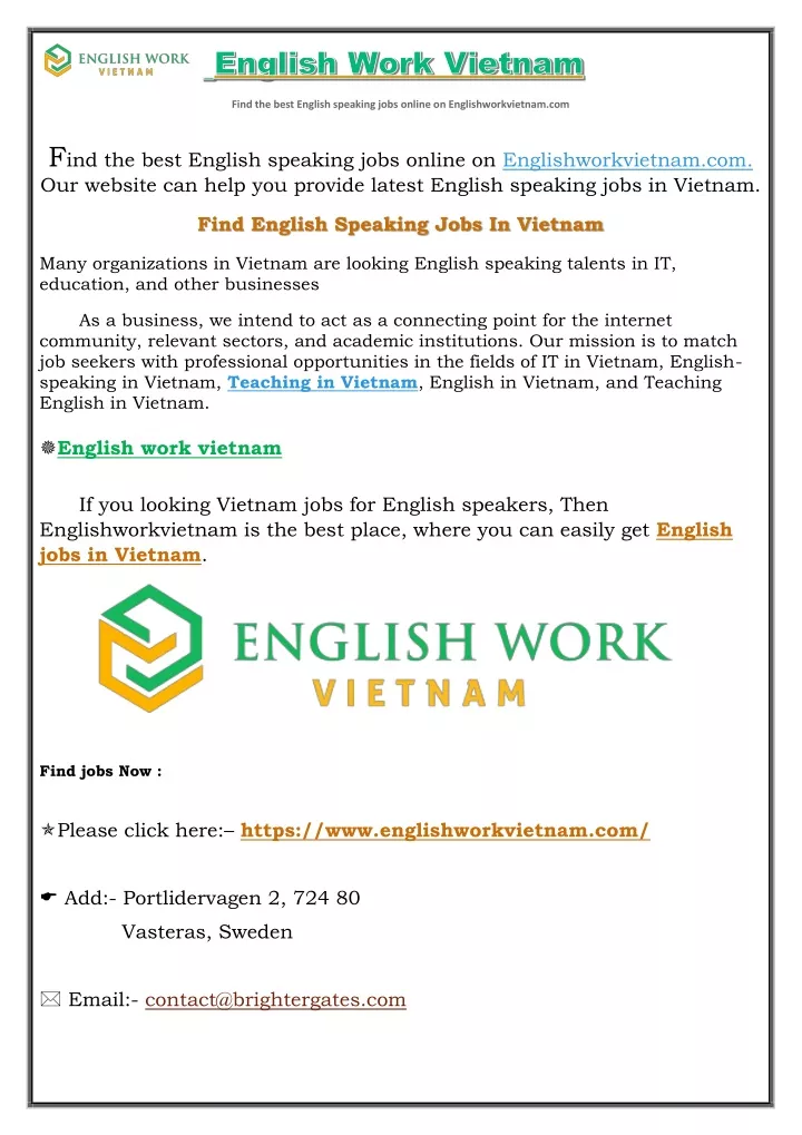 find the best english speaking jobs online