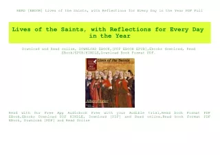 READ [EBOOK] Lives of the Saints  with Reflections for Every Day in the Year PDF Full