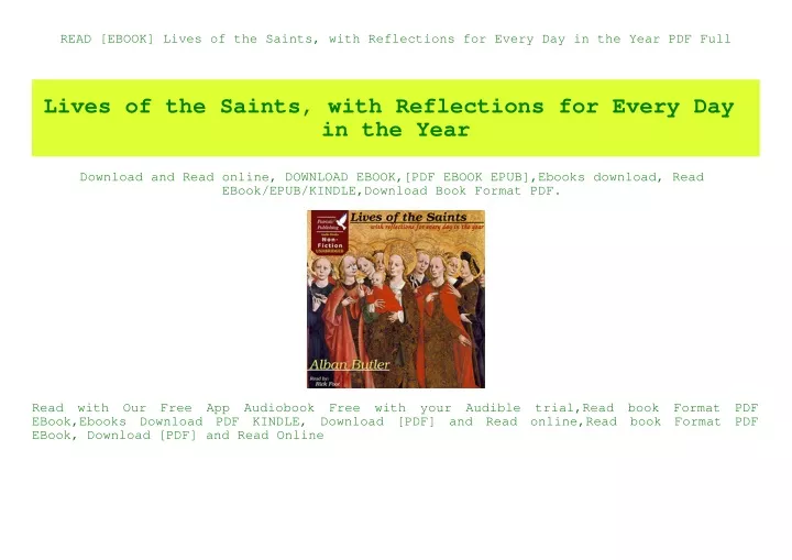 read ebook lives of the saints with reflections