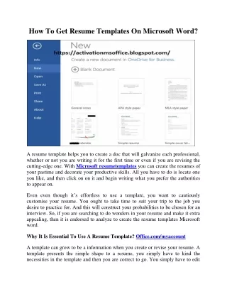how to get resume templates on microsoft word