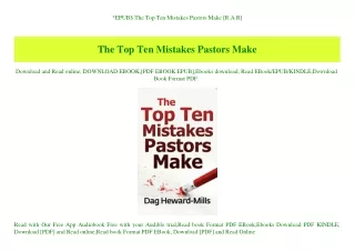 EPUB$ The Top Ten Mistakes Pastors Make [R.A.R]