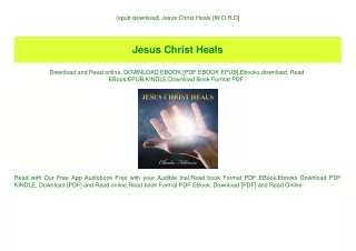 {epub download} Jesus Christ Heals [W.O.R.D]