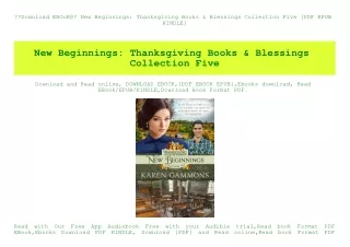 Download EBOoK@ New Beginnings Thanksgiving Books & Blessings Collection Five [PDF EPUB KINDLE]
