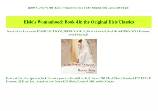 [DOWNLOAD^^][PDF] Elsie's Womanhood Book 4 in the Original Elsie Classics (Ebook pdf)