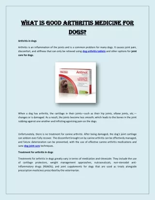 What is Good Arthritis Medicine For Dogs