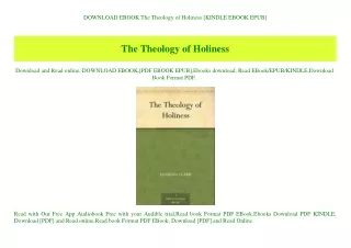 DOWNLOAD EBOOK The Theology of Holiness [KINDLE EBOOK EPUB]