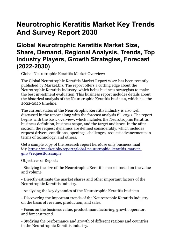neurotrophic keratitis market key trends