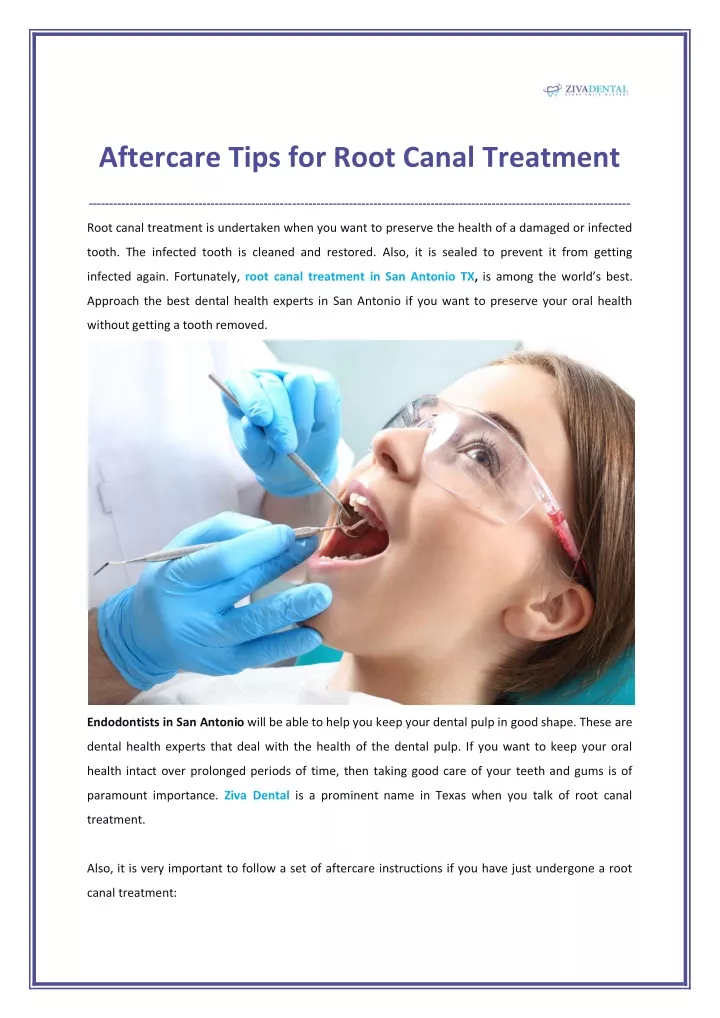 aftercare tips for root canal treatment