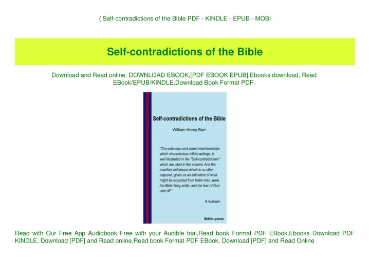 self contradictions of the bible pdf kindle epub