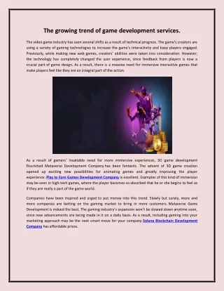 the growing trend of game development services