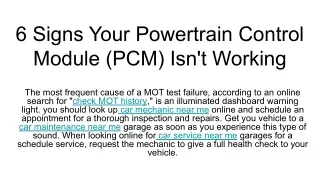 6 signs your powertrain control module